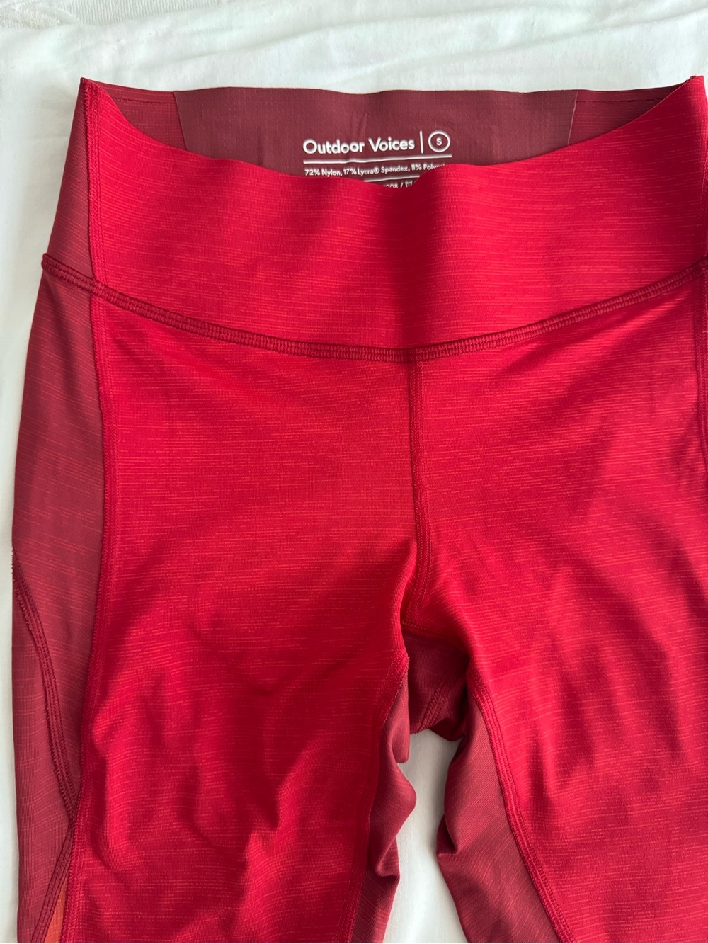 Outdoor Voices Red Bike Shorts with High Waistband